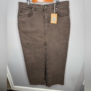 Reformation Brown Denim Maxi Skirt